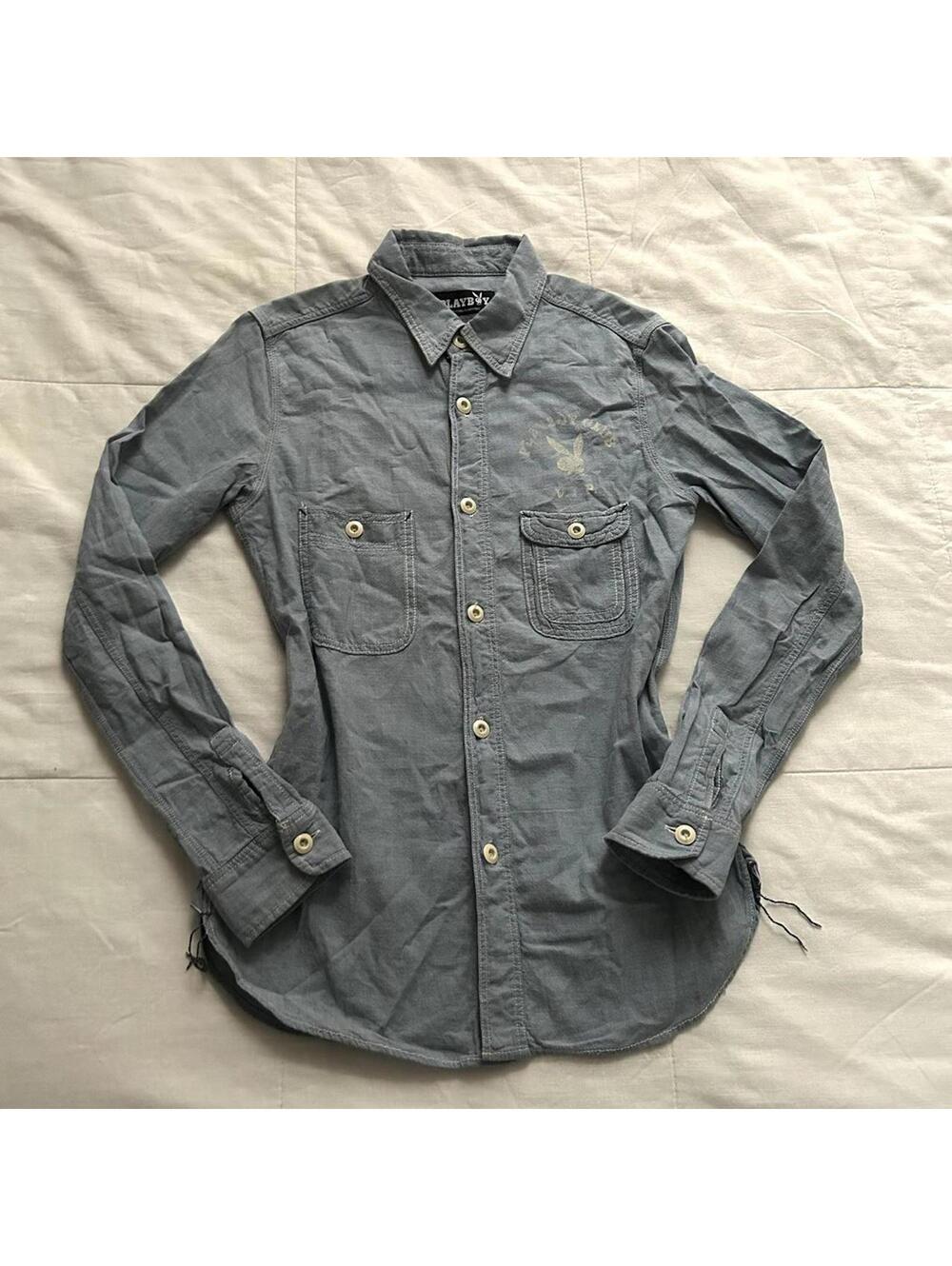 Hysteric Glamour Playboy Chambray Button Down Shirt Indie Sleaze XS Japan